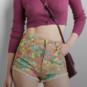 521 Wild Fable Highest Rise Floral Jean Shorts Size 2 High Waist Boho Festival